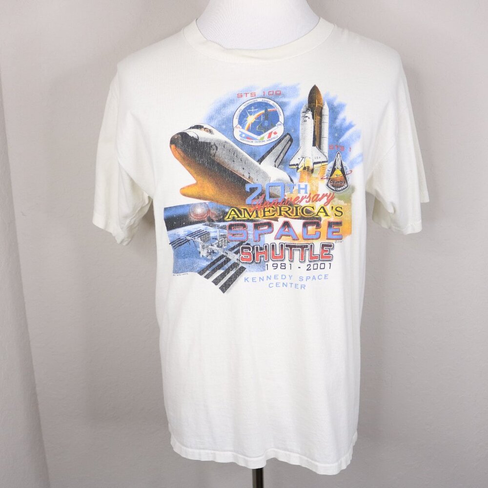 Vintage Space Shuttle 20th Anniversary Shirt * Large L * Fair * 1981 - 2001